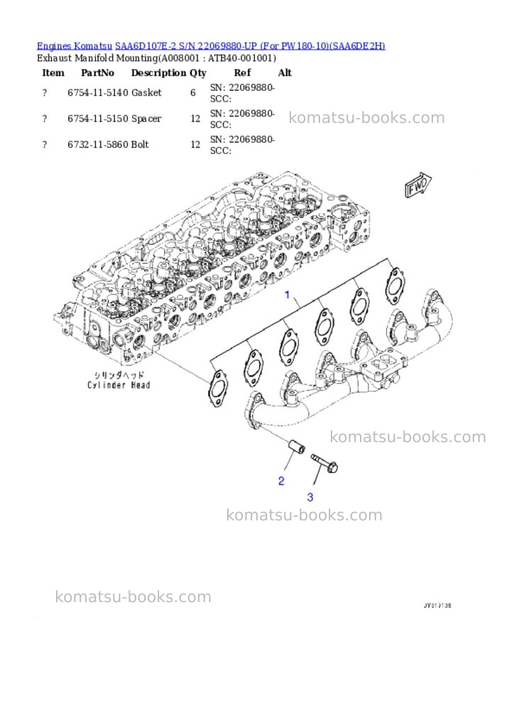Komatsu saa6d107e-2 s/n 22069880-up for pw180-10 Parts catalog cover Page 7