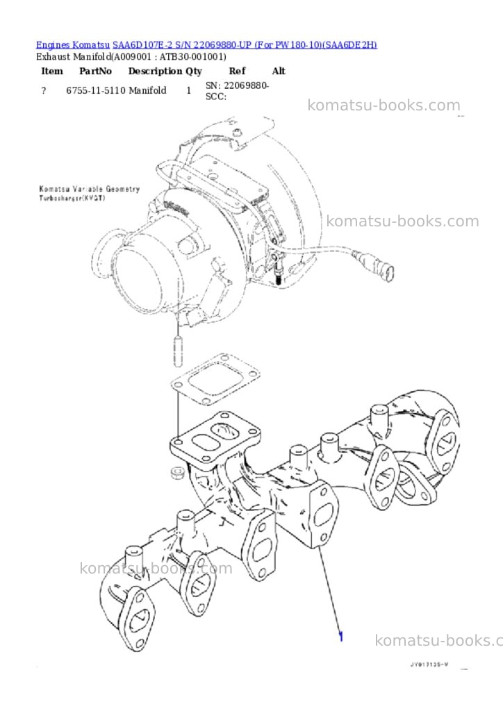 Komatsu saa6d107e-2 s/n 22069880-up for pw180-10 Parts catalog cover Page 8