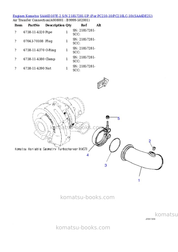 Komatsu saa6d107e-2 s/n 21857281-up for pc210-10/pc210lc-10 Parts catalog cover Page 7