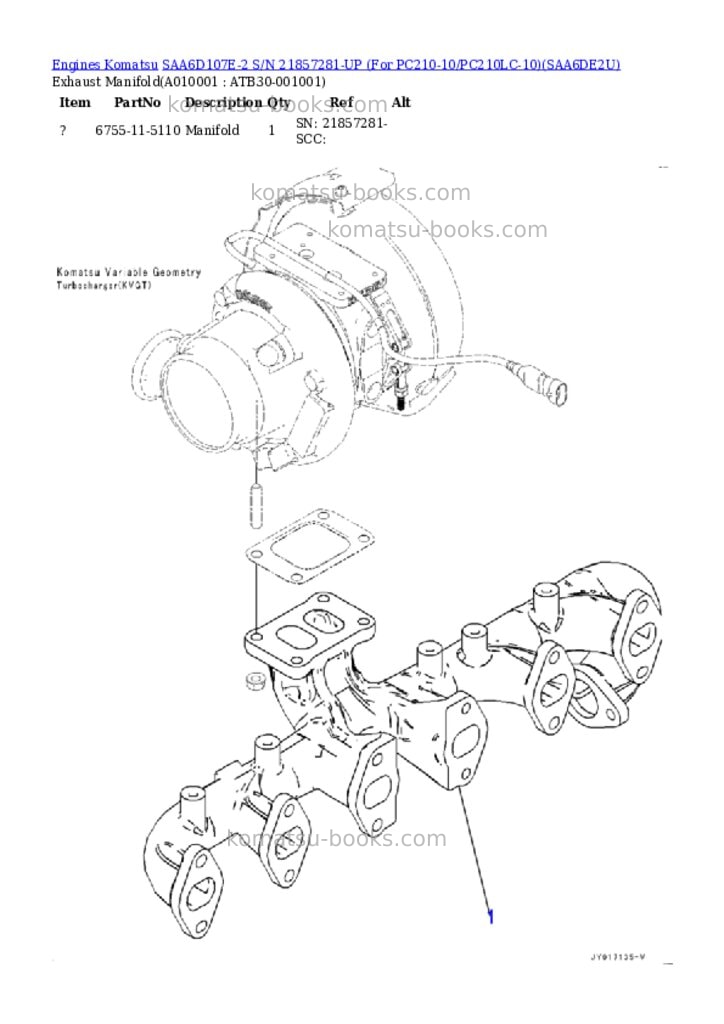 Komatsu saa6d107e-2 s/n 21857281-up for pc210-10/pc210lc-10 Parts catalog cover Page 9