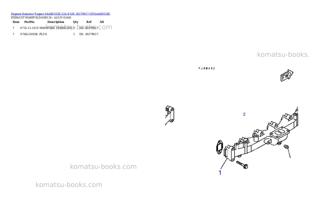 Komatsu engine saa6d102e-22a-8 s/n 30379917-up Parts catalog cover Page 10 Komatsu engine saa6d102e-22a-8 s/n 30379917-up Parts catalog cover Page 10