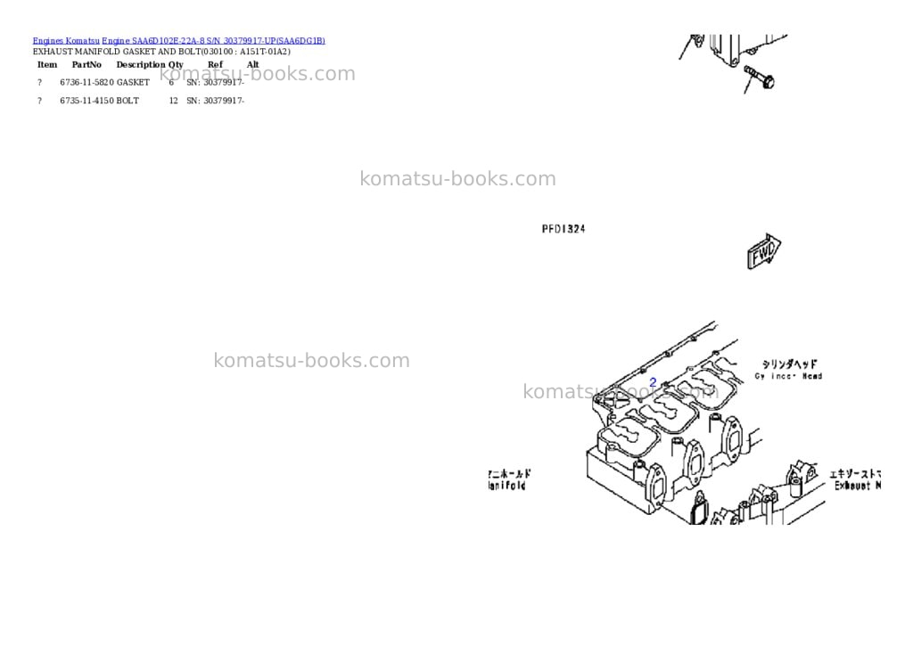 Komatsu engine saa6d102e-22a-8 s/n 30379917-up Parts catalog cover Page 9 Komatsu engine saa6d102e-22a-8 s/n 30379917-up Parts catalog cover Page 9