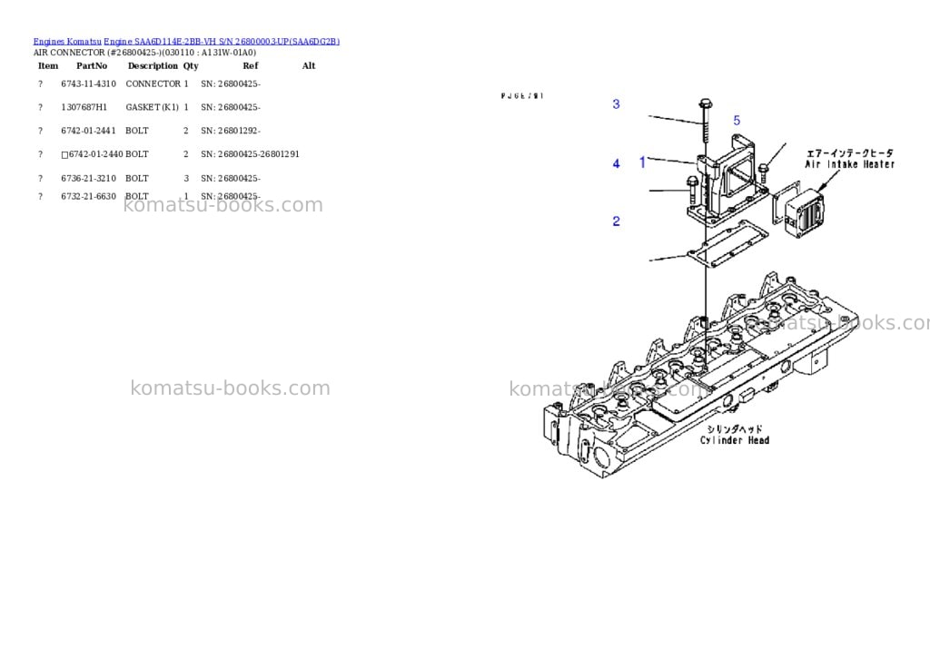 Komatsu engine saa6d114e-2bb-vh s/n 26800003-up Parts catalog cover Page 10 Komatsu engine saa6d114e-2bb-vh s/n 26800003-up Parts catalog cover Page 10