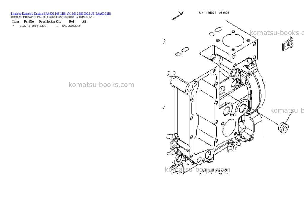 Komatsu engine saa6d114e-2bb-vh s/n 26800003-up Parts catalog cover Page 3 Komatsu engine saa6d114e-2bb-vh s/n 26800003-up Parts catalog cover Page 3
