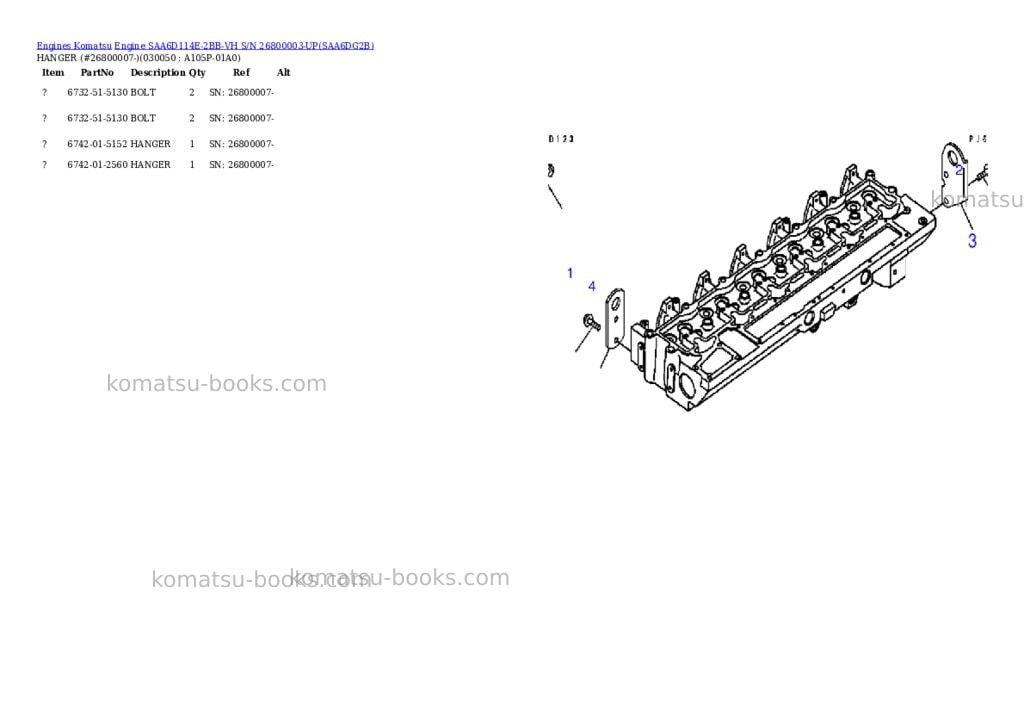 Komatsu engine saa6d114e-2bb-vh s/n 26800003-up Parts catalog cover Page 4 Komatsu engine saa6d114e-2bb-vh s/n 26800003-up Parts catalog cover Page 4