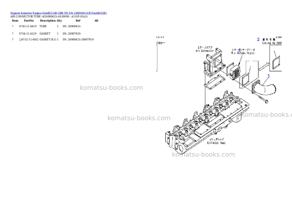 Komatsu engine saa6d114e-2bb-vh s/n 26800003-up Parts catalog cover Page 8 Komatsu engine saa6d114e-2bb-vh s/n 26800003-up Parts catalog cover Page 8