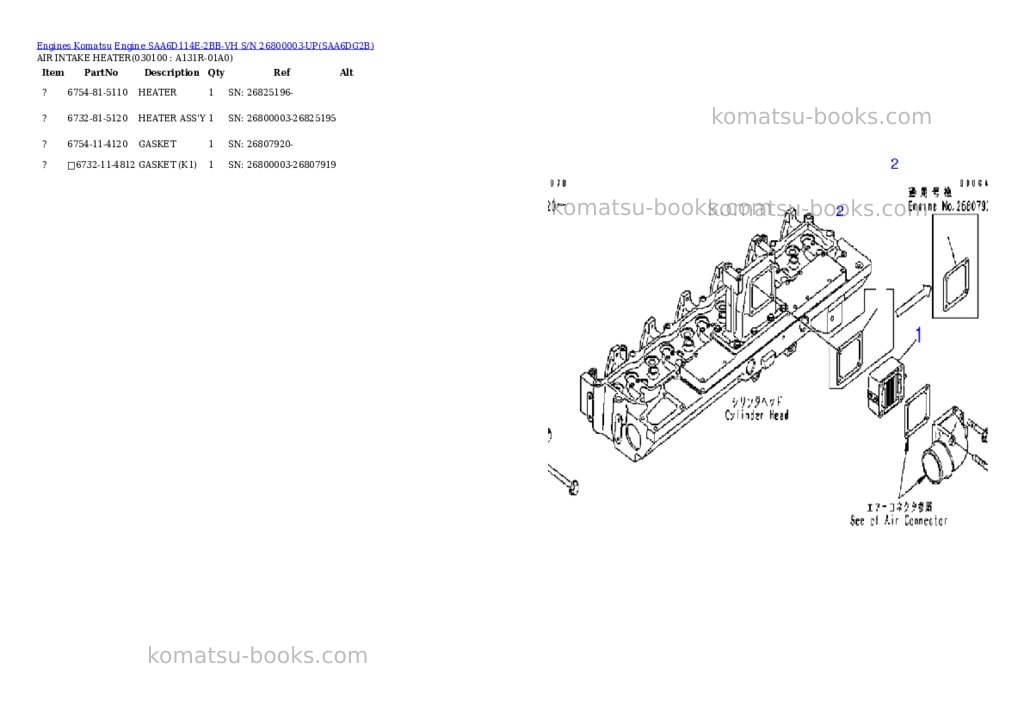 Komatsu engine saa6d114e-2bb-vh s/n 26800003-up Parts catalog cover Page 9 Komatsu engine saa6d114e-2bb-vh s/n 26800003-up Parts catalog cover Page 9