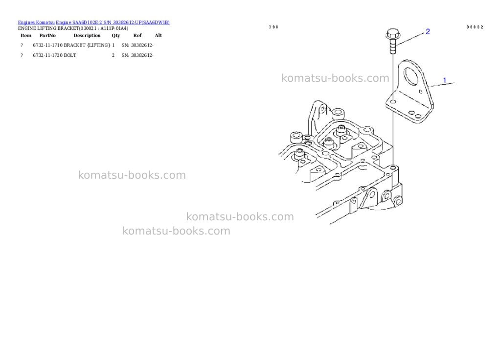 Komatsu engine saa6d102e-2 s/n 30382612-up Parts catalog cover Page 2 Komatsu engine saa6d102e-2 s/n 30382612-up Parts catalog cover Page 2