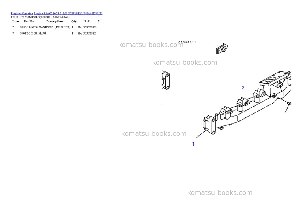 Komatsu engine saa6d102e-2 s/n 30382612-up Parts catalog cover Page 8 Komatsu engine saa6d102e-2 s/n 30382612-up Parts catalog cover Page 8