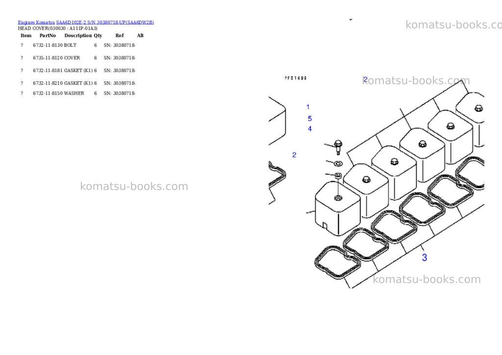 Komatsu saa6d102e-2 s/n 30380718-up Parts catalog cover Page 2