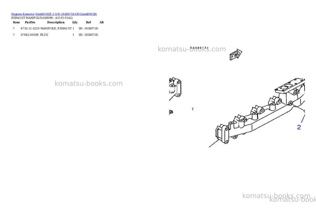 Komatsu saa6d102e-2 s/n 30380718-up Parts catalog cover Page 8