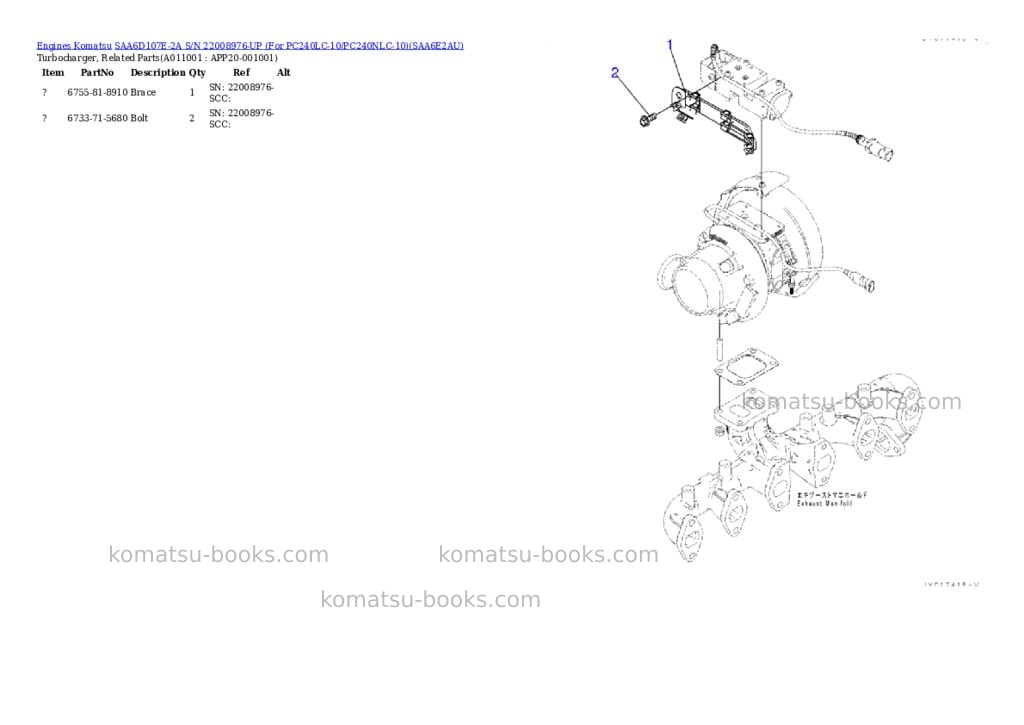 Komatsu saa6d107e-2a s/n 22008976-up for pc240lc-10/pc240nlc-10 Parts catalog cover Page 10