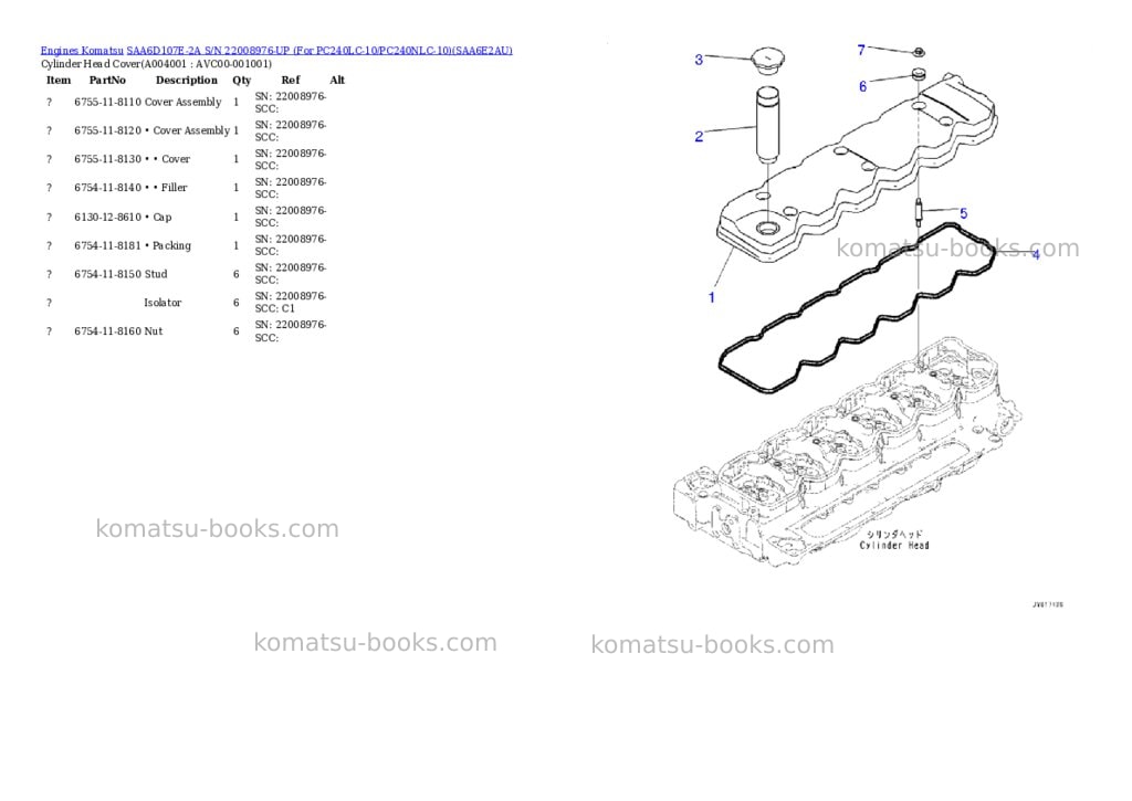 Komatsu saa6d107e-2a s/n 22008976-up for pc240lc-10/pc240nlc-10 Parts catalog cover Page 3