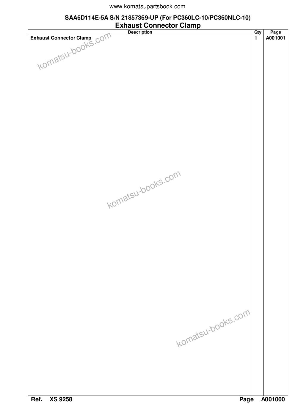 Komatsu saa6d114e-5a s/n 21857369-up for pc360lc-10/pc360nlc-10 Parts catalog cover Page 10