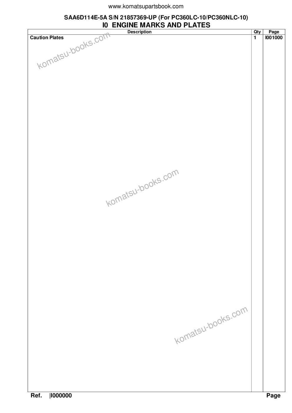 Komatsu saa6d114e-5a s/n 21857369-up for pc360lc-10/pc360nlc-10 Parts catalog cover Page 9