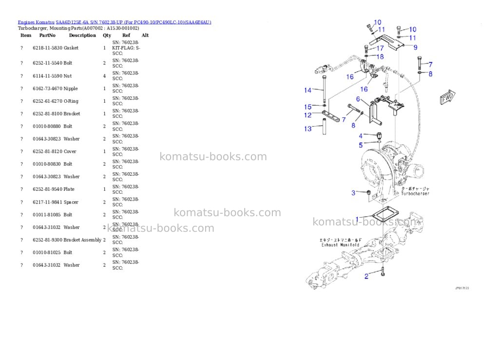 Komatsu saa6d125e-6a s/n 760238-up for pc490-10/pc490lc-10 Parts catalog cover Page 7 Komatsu saa6d125e-6a s/n 760238-up for pc490-10/pc490lc-10 Parts catalog cover Page 7