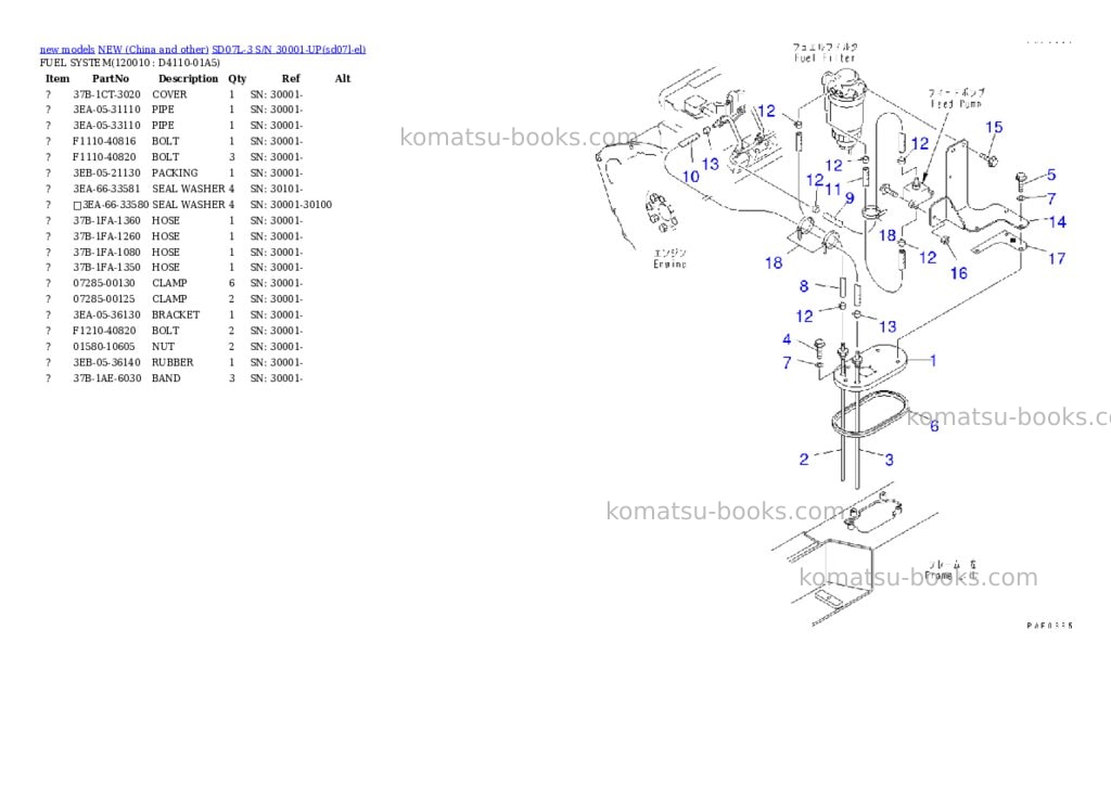 Komatsu SD07L-3 S/N 30001-UP Parts catalog cover Page 10 Komatsu SD07L-3 S/N 30001-UP Parts catalog cover Page 10