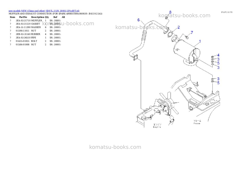 Komatsu SD07L-3 S/N 30001-UP Parts catalog cover Page 5 Komatsu SD07L-3 S/N 30001-UP Parts catalog cover Page 5