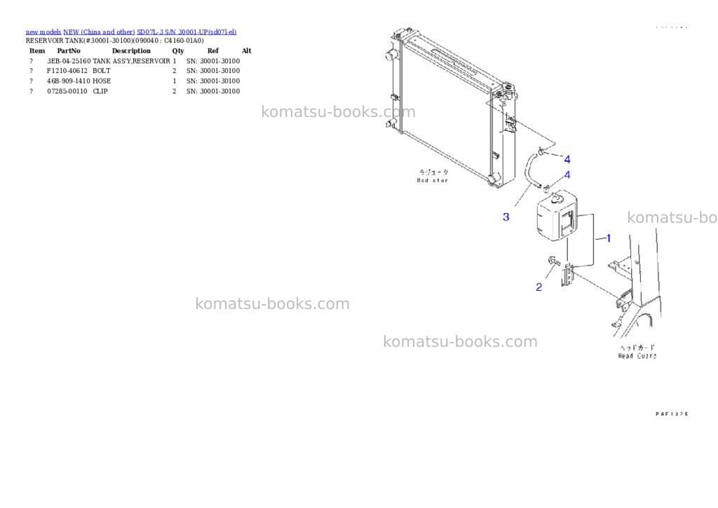 Komatsu SD07L-3 S/N 30001-UP Parts catalog cover Page 9 Komatsu SD07L-3 S/N 30001-UP Parts catalog cover Page 9