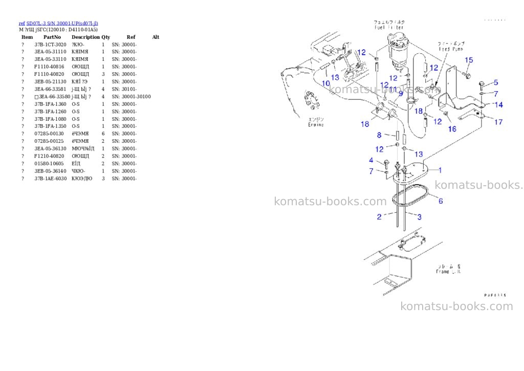 Komatsu sd07l-3 s/n 30001-up Parts catalog cover Page 10 Komatsu sd07l-3 s/n 30001-up Parts catalog cover Page 10