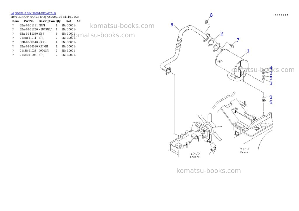 Komatsu sd07l-3 s/n 30001-up Parts catalog cover Page 3 Komatsu sd07l-3 s/n 30001-up Parts catalog cover Page 3