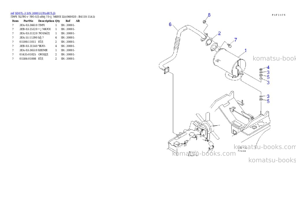 Komatsu sd07l-3 s/n 30001-up Parts catalog cover Page 4 Komatsu sd07l-3 s/n 30001-up Parts catalog cover Page 4