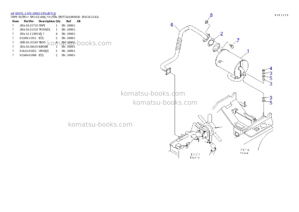 Komatsu sd07l-3 s/n 30001-up Parts catalog cover Page 5 Komatsu sd07l-3 s/n 30001-up Parts catalog cover Page 5