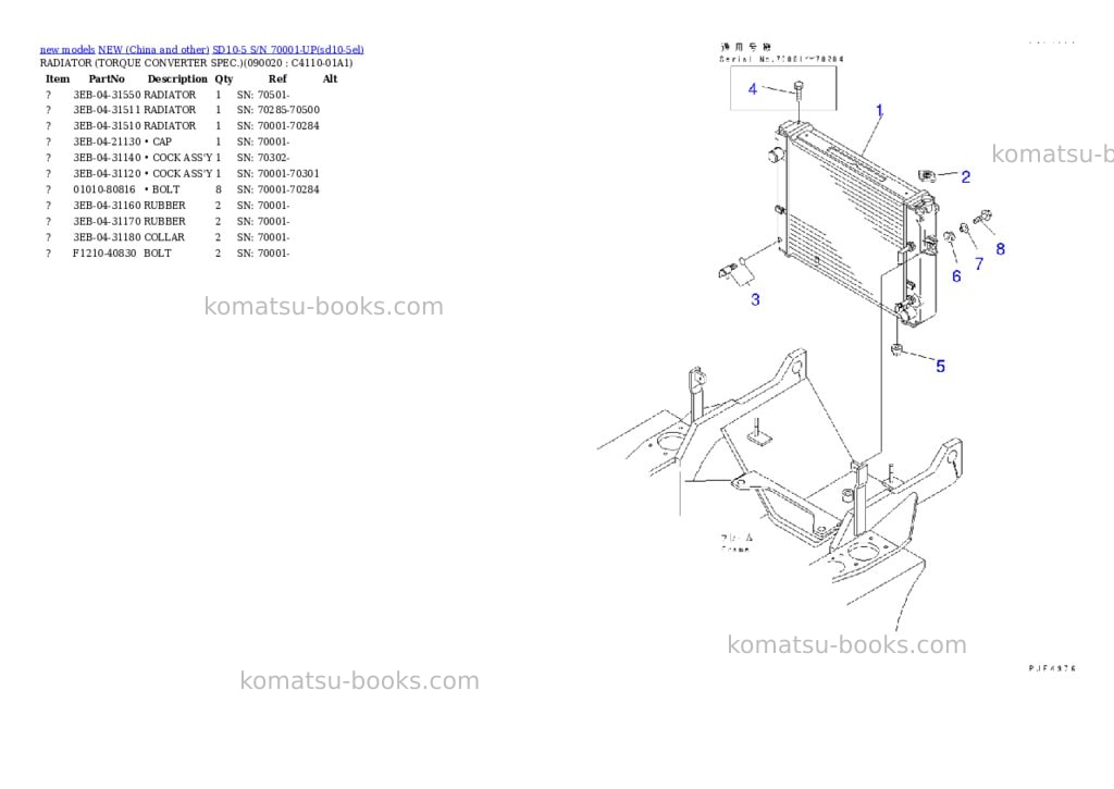 Komatsu SD10-5 S/N 70001-UP Parts catalog cover Page 10 Komatsu SD10-5 S/N 70001-UP Parts catalog cover Page 10