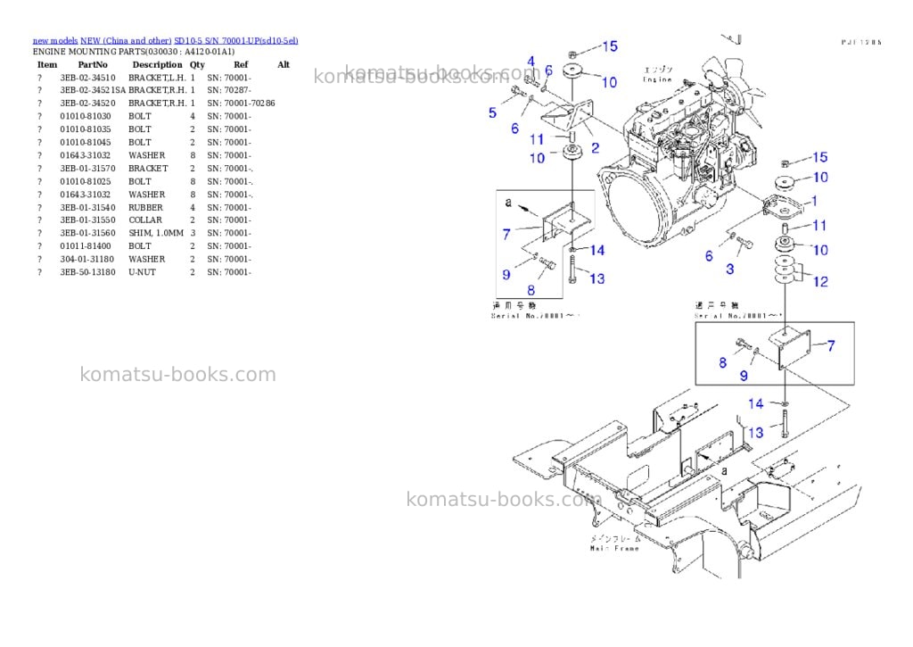 Komatsu SD10-5 S/N 70001-UP Parts catalog cover Page 2 Komatsu SD10-5 S/N 70001-UP Parts catalog cover Page 2