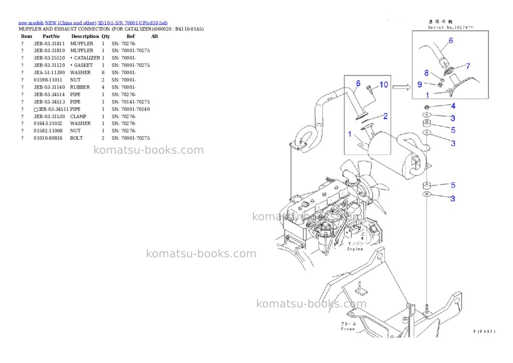 Komatsu SD10-5 S/N 70001-UP Parts catalog cover Page 5 Komatsu SD10-5 S/N 70001-UP Parts catalog cover Page 5