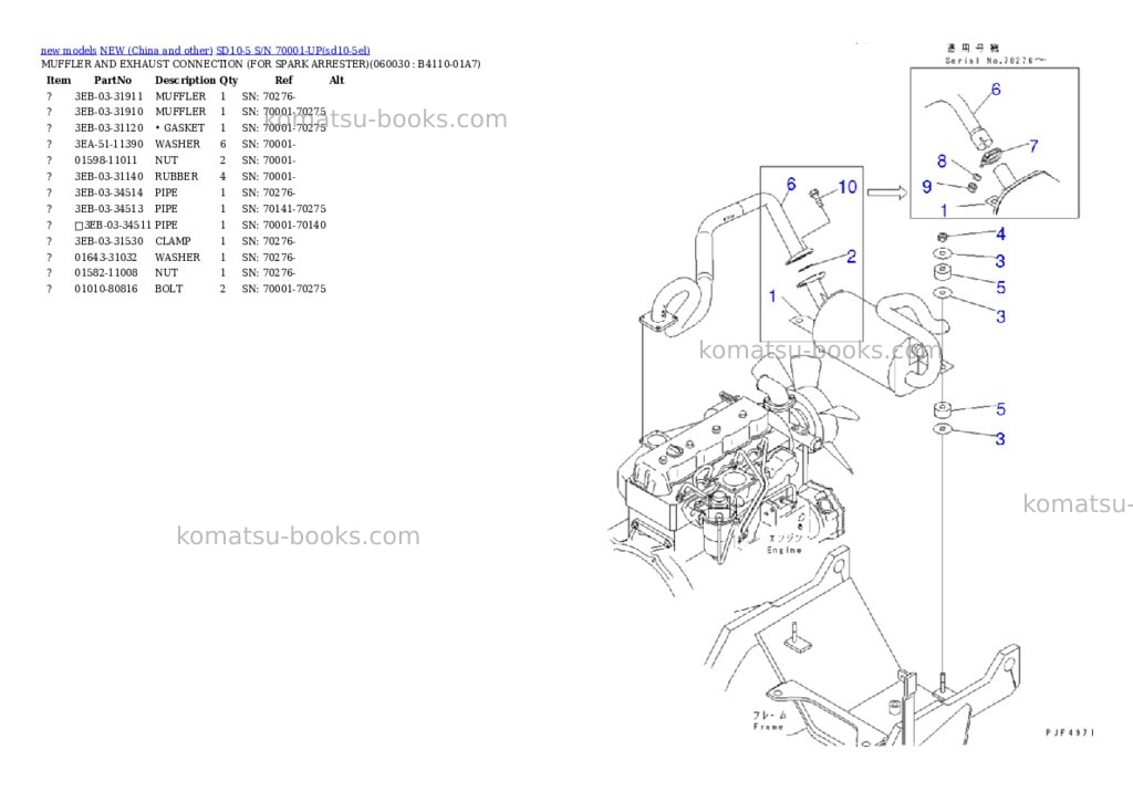 Komatsu SD10-5 S/N 70001-UP Parts catalog cover Page 6 Komatsu SD10-5 S/N 70001-UP Parts catalog cover Page 6