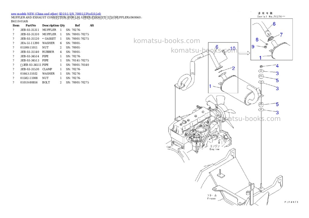 Komatsu SD10-5 S/N 70001-UP Parts catalog cover Page 7 Komatsu SD10-5 S/N 70001-UP Parts catalog cover Page 7