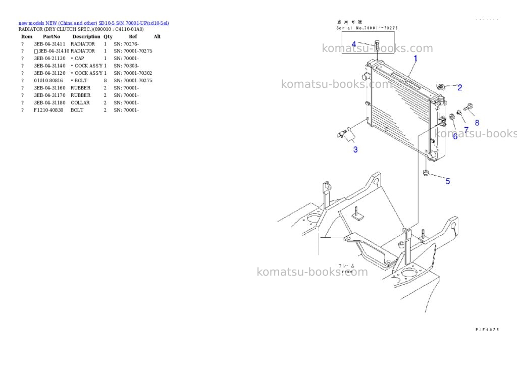 Komatsu SD10-5 S/N 70001-UP Parts catalog cover Page 9 Komatsu SD10-5 S/N 70001-UP Parts catalog cover Page 9
