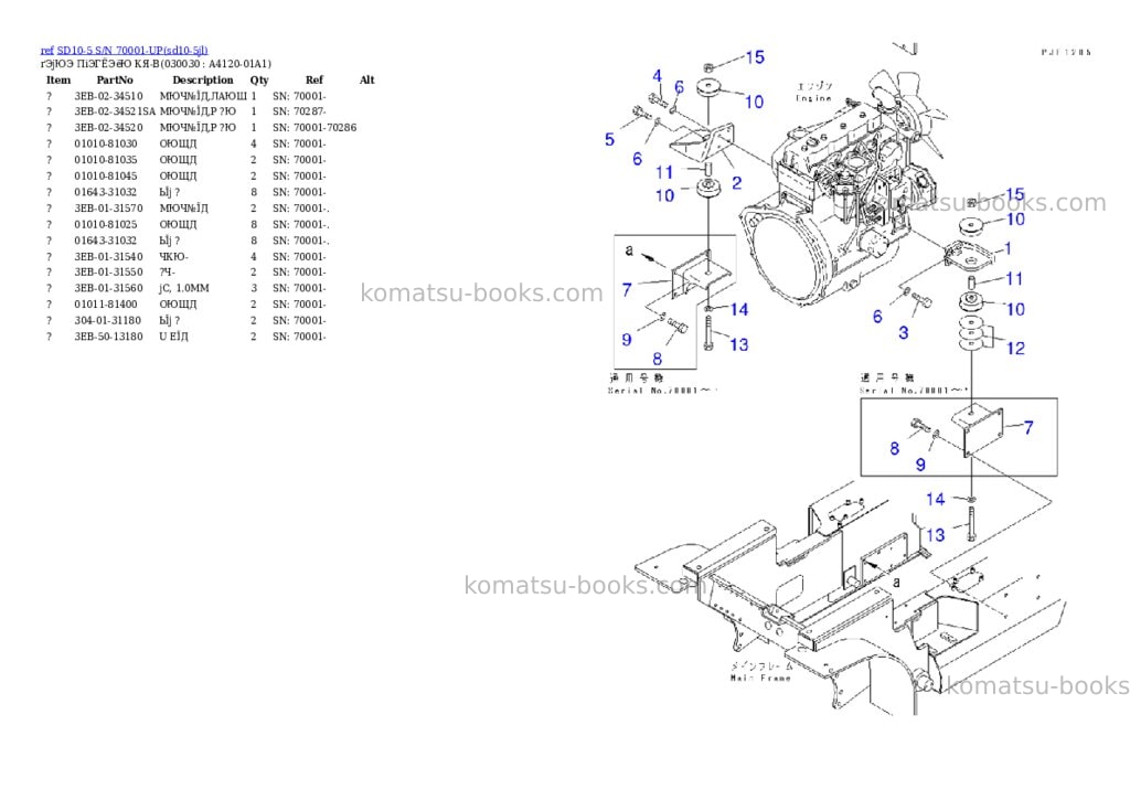 Komatsu sd10-5 s/n 70001-up Parts catalog cover Page 2 Komatsu sd10-5 s/n 70001-up Parts catalog cover Page 2