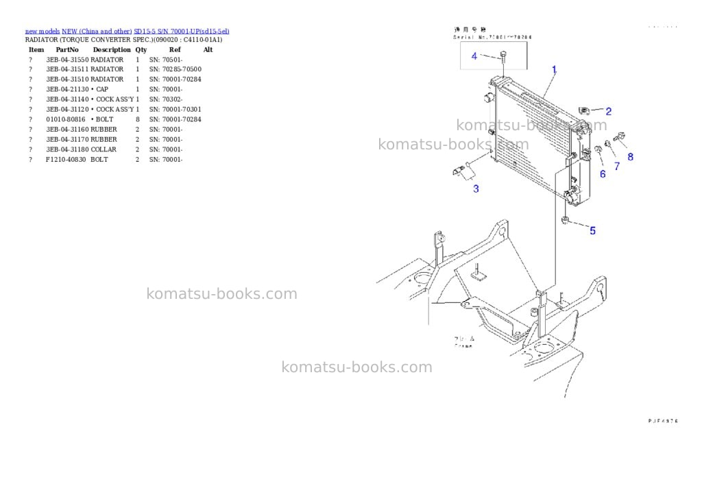 Komatsu SD15-5 S/N 70001-UP Parts catalog cover Page 10 Komatsu SD15-5 S/N 70001-UP Parts catalog cover Page 10