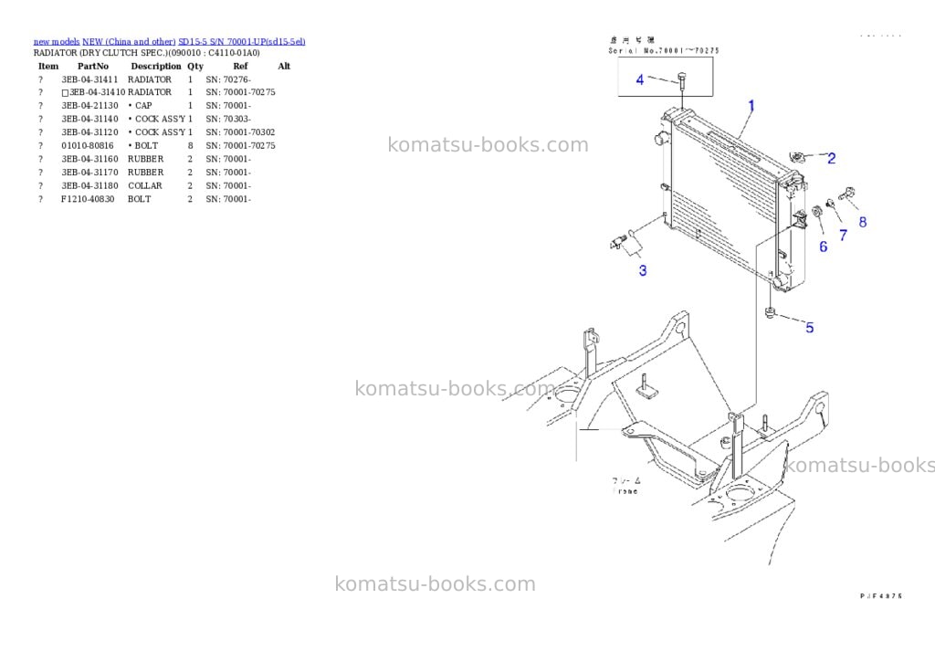 Komatsu SD15-5 S/N 70001-UP Parts catalog cover Page 9 Komatsu SD15-5 S/N 70001-UP Parts catalog cover Page 9
