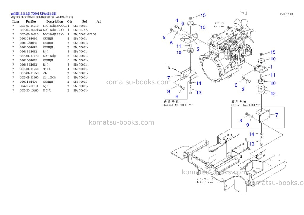 Komatsu sd15-5 s/n 70001-up Parts catalog cover Page 2 Komatsu sd15-5 s/n 70001-up Parts catalog cover Page 2
