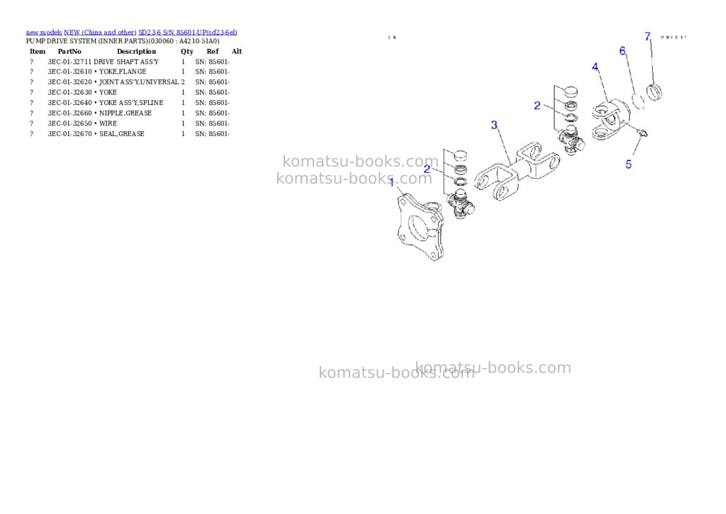Komatsu SD23-6 S/N 85601-UP Parts catalog cover Page 5