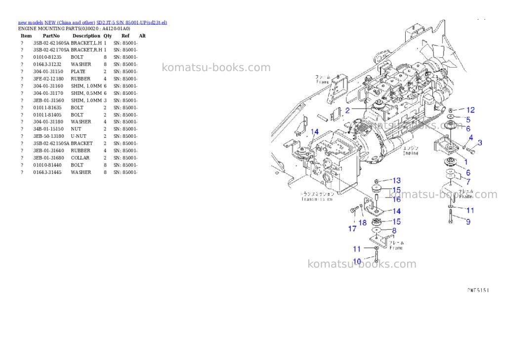 Komatsu SD23T-5 S/N 85001-UP Parts catalog cover Komatsu SD23T-5 S/N 85001-UP Parts catalog cover