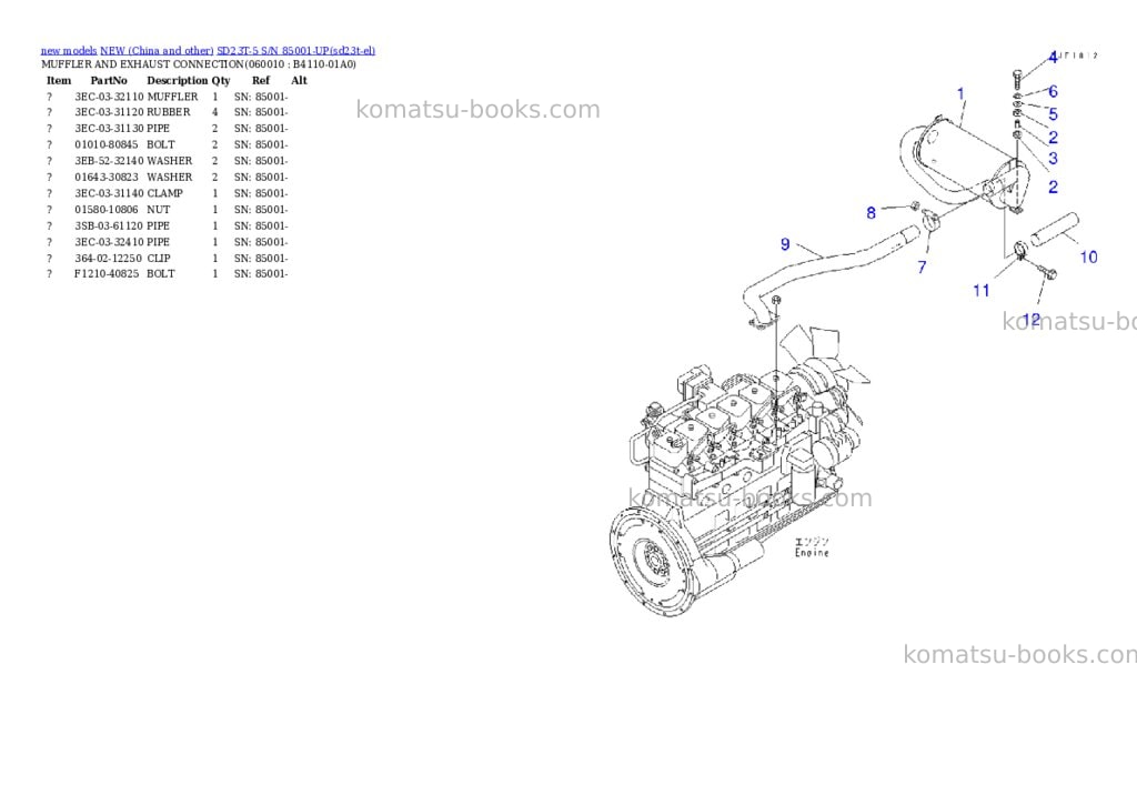 Komatsu SD23T-5 S/N 85001-UP Parts catalog cover Page 10 Komatsu SD23T-5 S/N 85001-UP Parts catalog cover Page 10