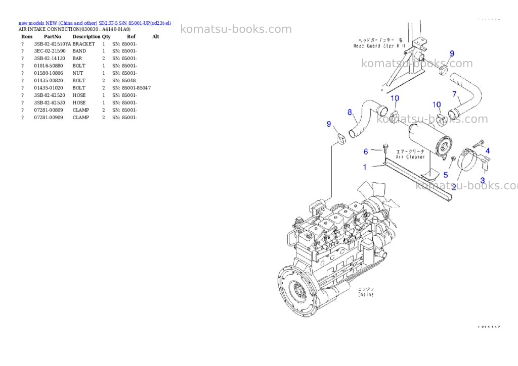 Komatsu SD23T-5 S/N 85001-UP Parts catalog cover Page 2 Komatsu SD23T-5 S/N 85001-UP Parts catalog cover Page 2