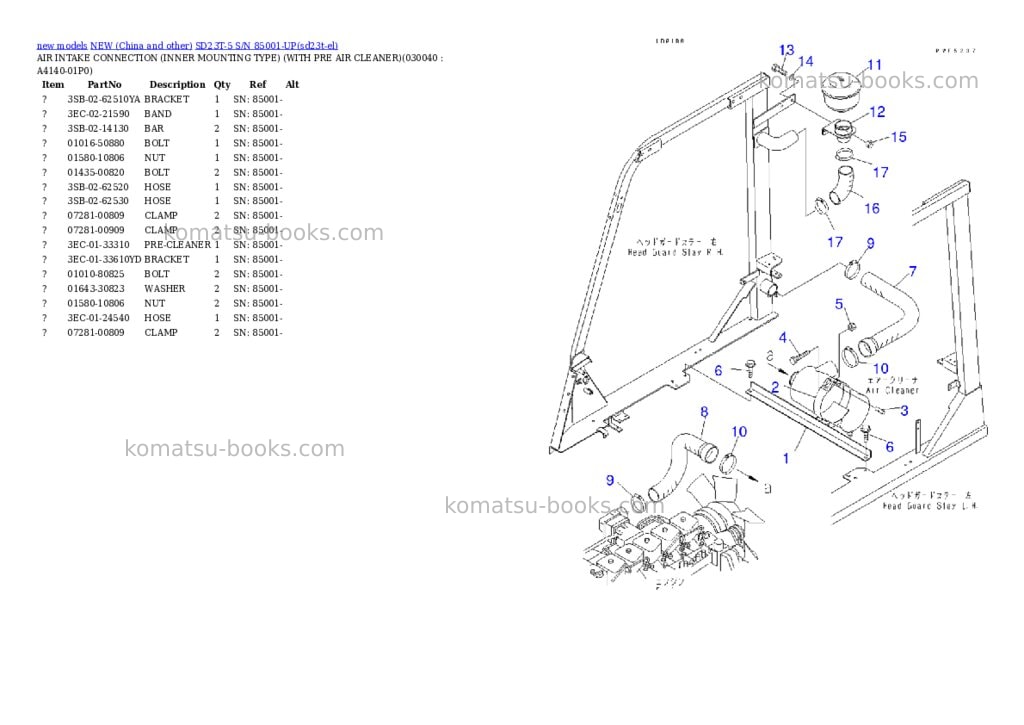 Komatsu SD23T-5 S/N 85001-UP Parts catalog cover Page 3 Komatsu SD23T-5 S/N 85001-UP Parts catalog cover Page 3