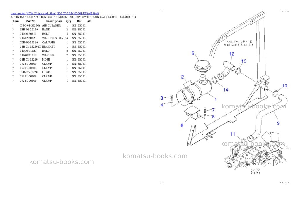 Komatsu SD23T-5 S/N 85001-UP Parts catalog cover Page 4 Komatsu SD23T-5 S/N 85001-UP Parts catalog cover Page 4