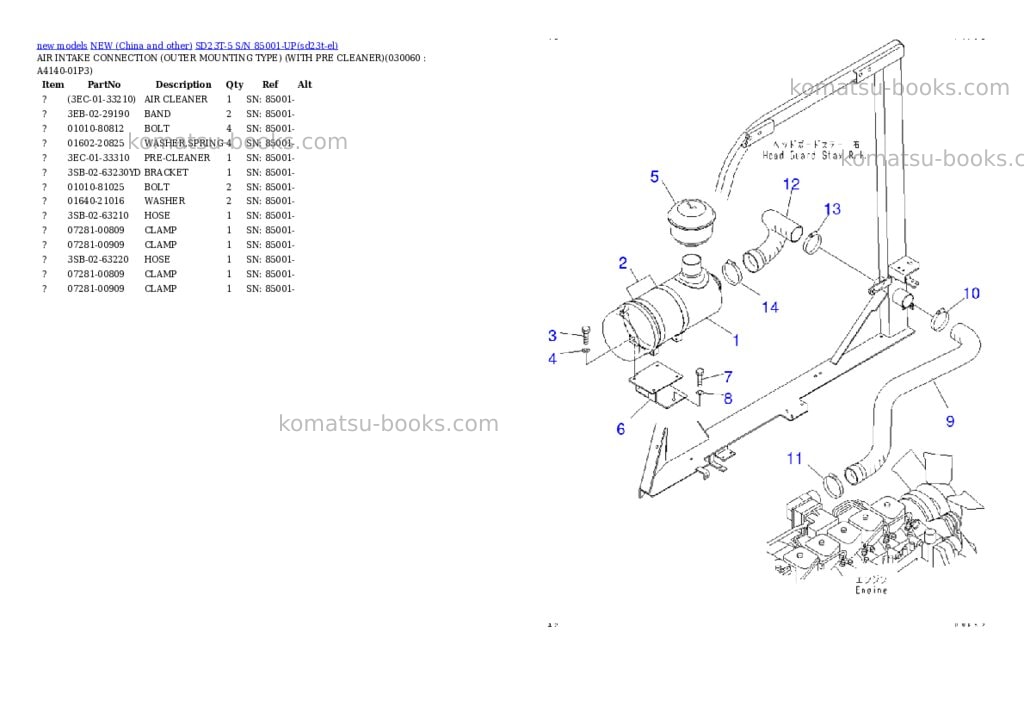 Komatsu SD23T-5 S/N 85001-UP Parts catalog cover Page 5 Komatsu SD23T-5 S/N 85001-UP Parts catalog cover Page 5