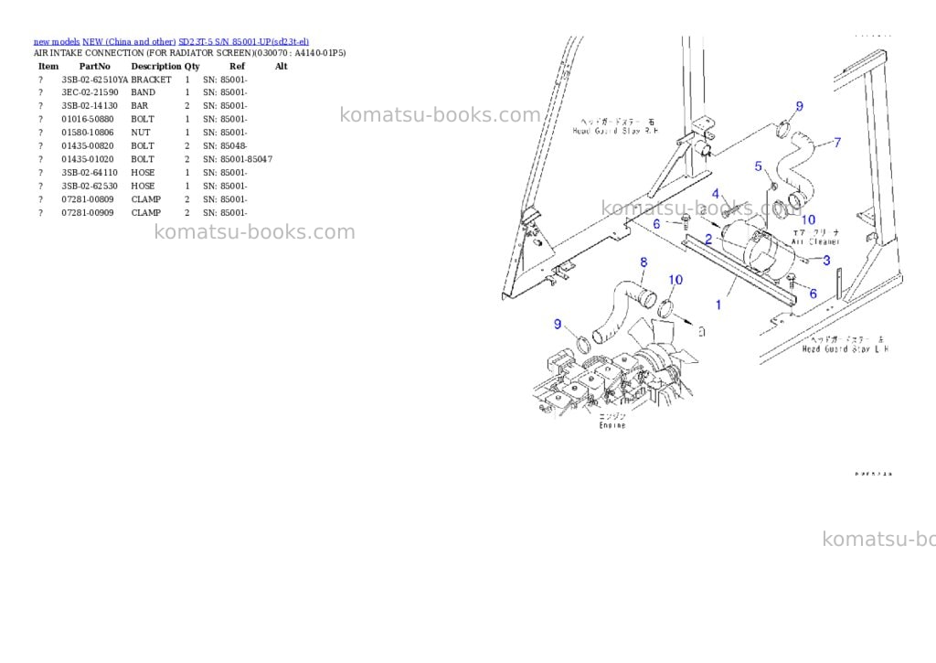 Komatsu SD23T-5 S/N 85001-UP Parts catalog cover Page 6 Komatsu SD23T-5 S/N 85001-UP Parts catalog cover Page 6