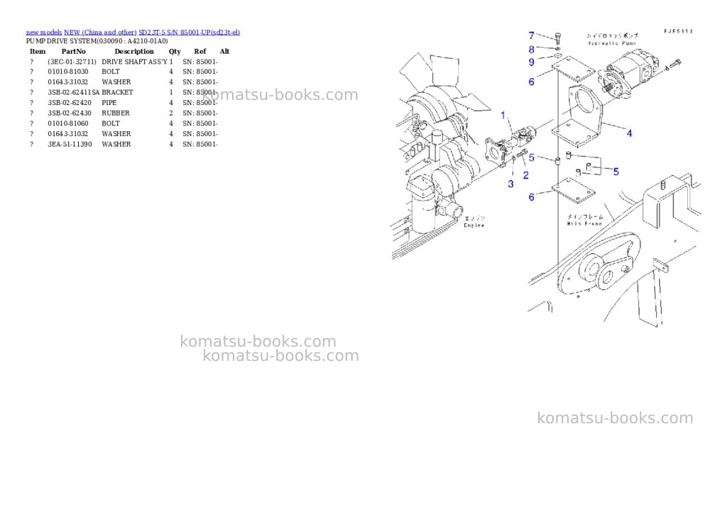 Komatsu SD23T-5 S/N 85001-UP Parts catalog cover Page 8 Komatsu SD23T-5 S/N 85001-UP Parts catalog cover Page 8