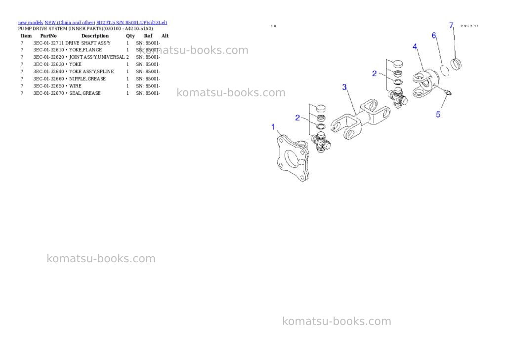 Komatsu SD23T-5 S/N 85001-UP Parts catalog cover Page 9 Komatsu SD23T-5 S/N 85001-UP Parts catalog cover Page 9