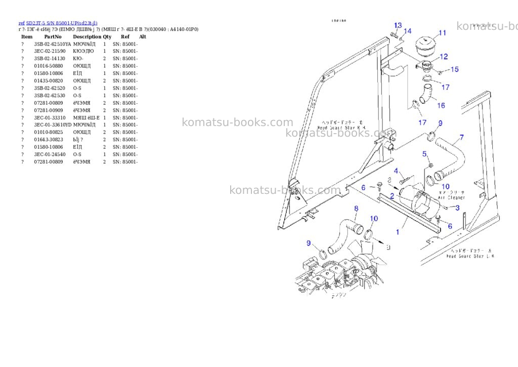 Komatsu sd23t-5 s/n 85001-up Parts catalog cover Page 3 Komatsu sd23t-5 s/n 85001-up Parts catalog cover Page 3