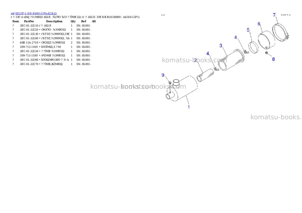 Komatsu sd23t-5 s/n 85001-up Parts catalog cover Page 7 Komatsu sd23t-5 s/n 85001-up Parts catalog cover Page 7