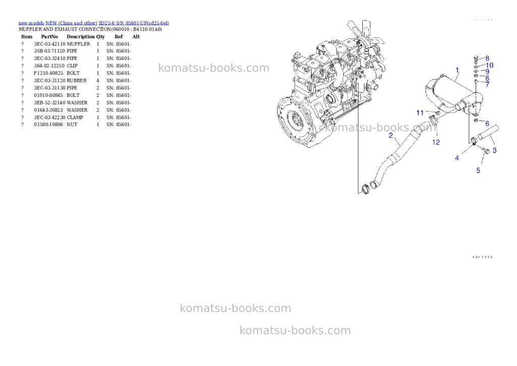 Komatsu SD25-6 S/N 85601-UP Parts catalog cover Page 6